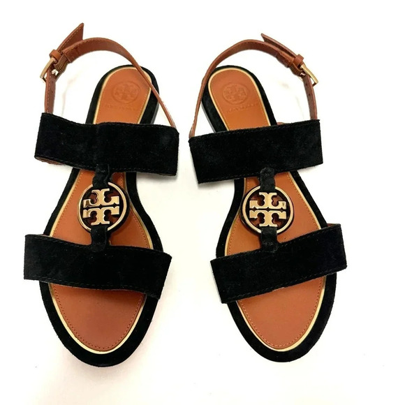 NWOT Tory Burch Metal Miller Two Strap Sandal - Logo Medallion Summer Shoe - Picture 8 of 10